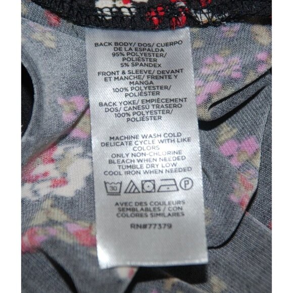 Ann Taylor Ladies Black Floral Long Sleeve Blouse Size S Button Up Ruffle Front - Picture 9 of 10